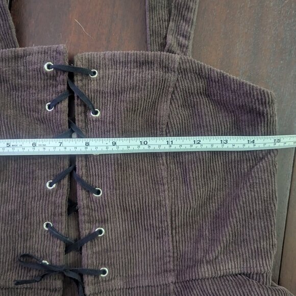 Don't Ask Why Brown Corduroy Lace Up Tank Top One Size Fits Most - Picture 4 of 8